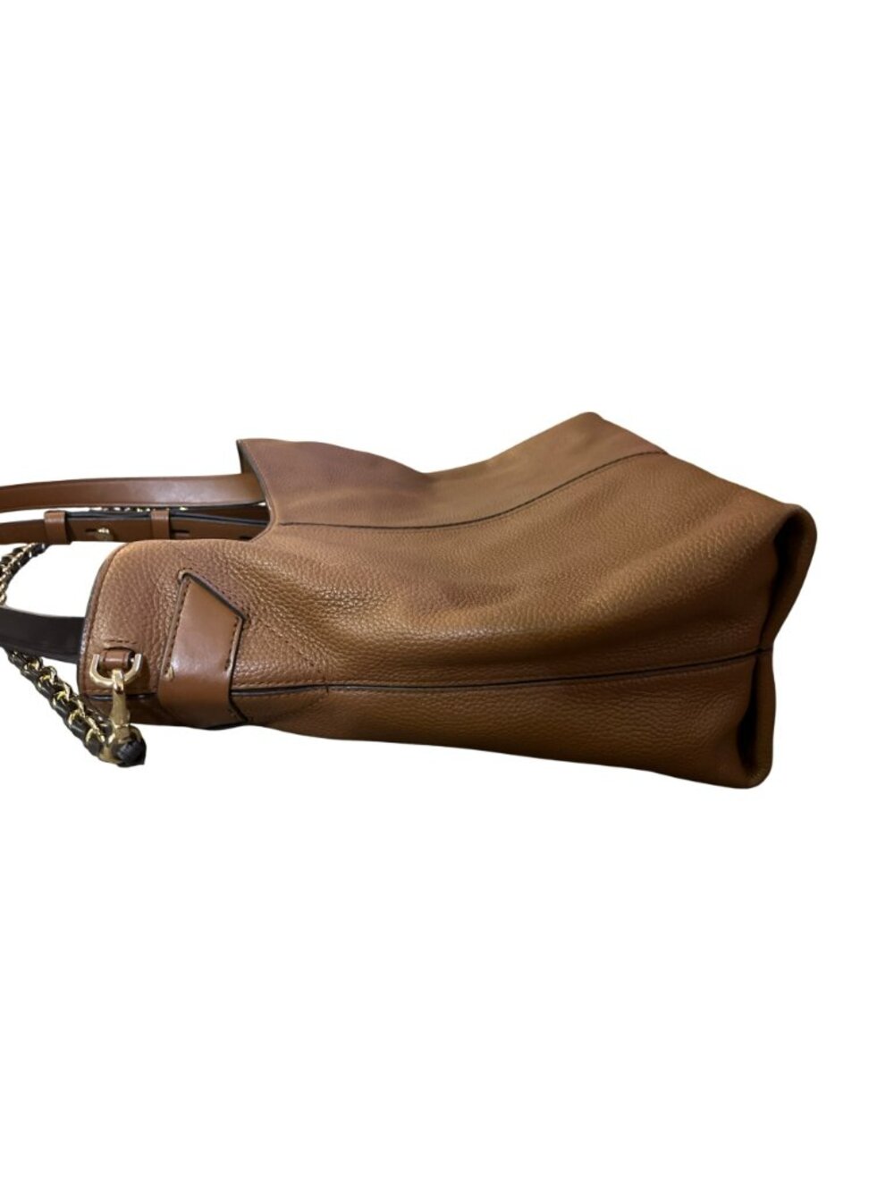 Michael Kors Downtown Astor Large Brown Pebbled Leather Shoulder Bag Chain Strap - Picture 11 of 16